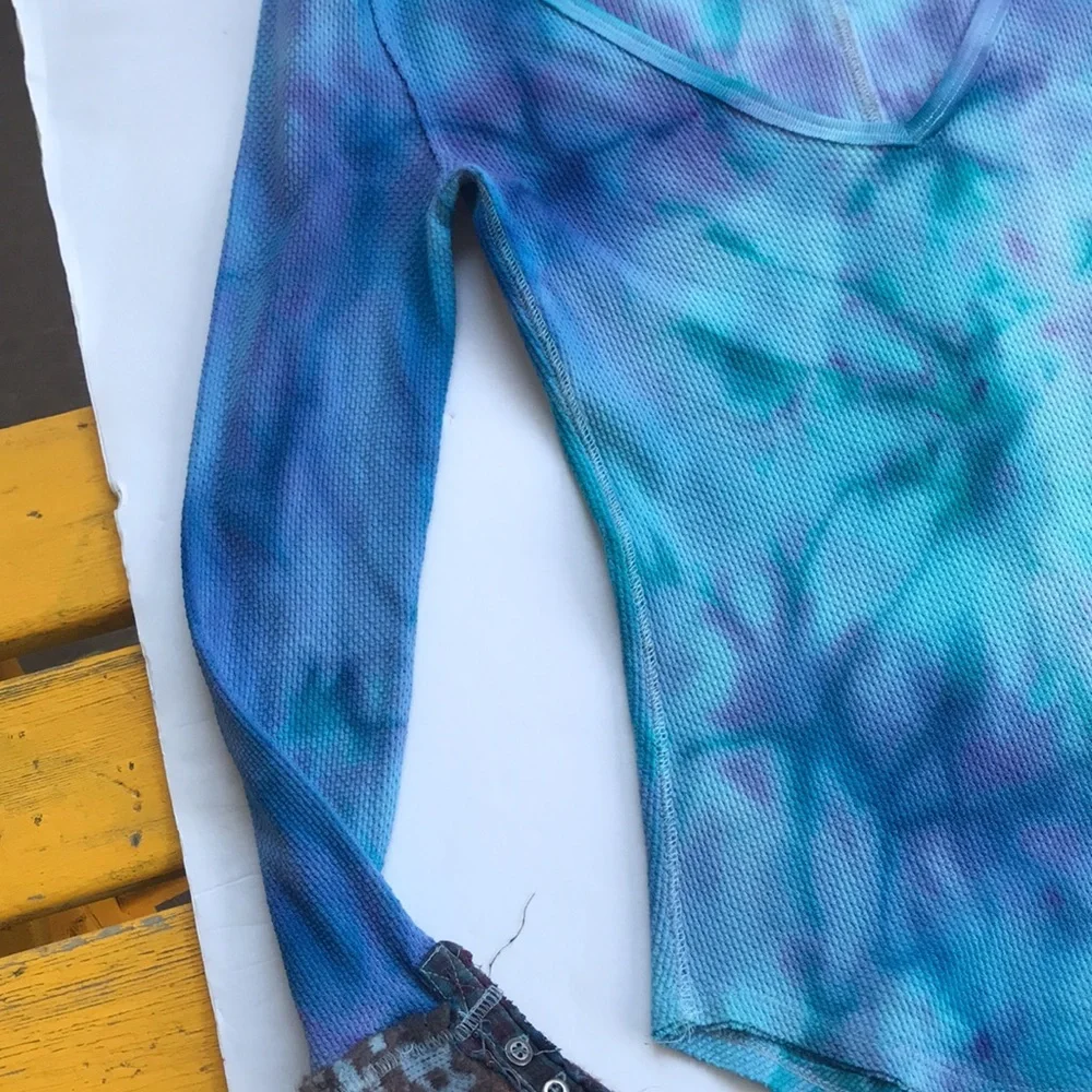 FPxDP Custom Tie Dye Rare Cuff Thermal Top Art School Sweater Colorful Medium M